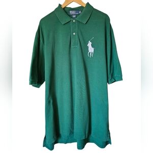 Polo Ralph Lauren Men's Cotton Big & Tall Big Pony Logo Polo Shirt, Green 2XLT